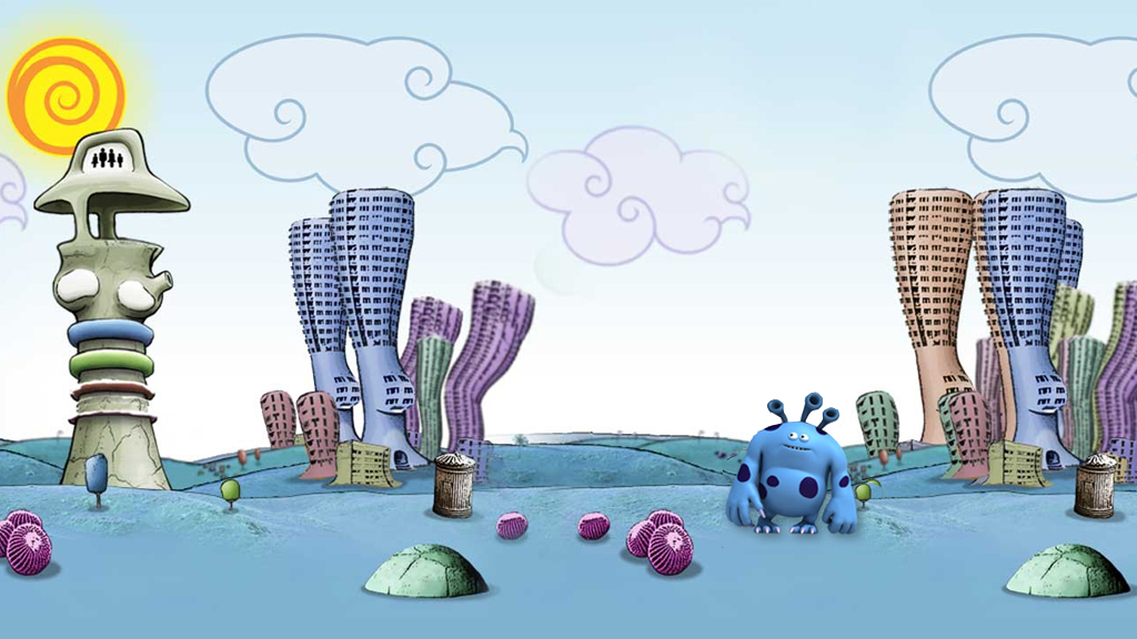 Aaron and Clare's advice about the environment A pink cartoon bugbear