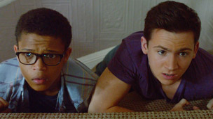 Benny and Tom on the stairs