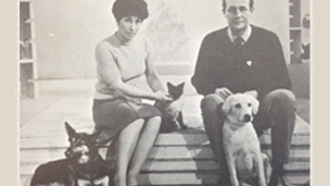 Blue Peter Family in 1964 - Valerie, Christopher, Honey, Petra the dog and Jason the cat