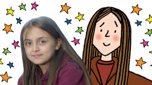 Jody with an illustrated version of herself.