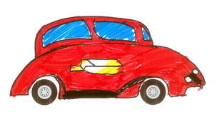 Picture of wedding car drawn by a child.