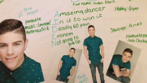 Images of Aidan on a piece of paper.