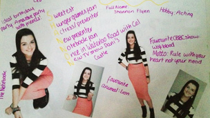 Images of Shannon on a piece of paper.