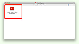 A Mac OS Finder window with a Flash installer program.
