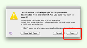 A Mac OS warning box.