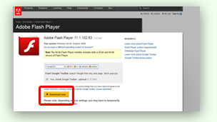 A webpage to download Flash from