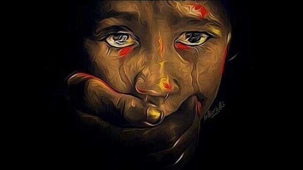 Poster art of crying girl from vigil flyer