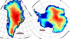 Mapas da Groenlândia e da Antártica