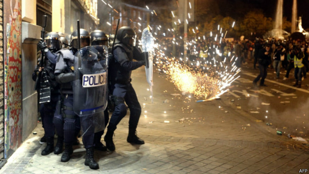 Protestos na Espanha | Crédito: AFP