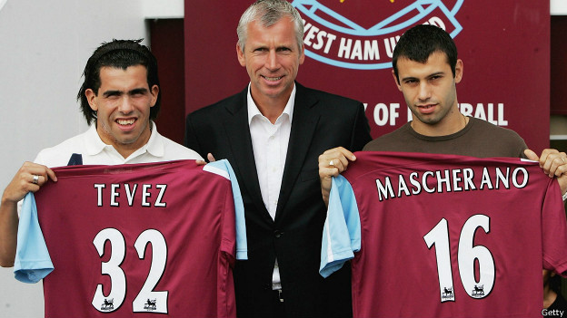 Tévez, Pardew y Mascherano
