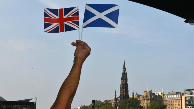 The Scottish and British flags