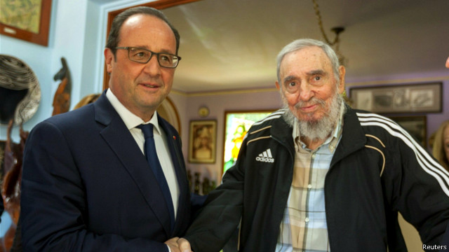 Francois Hollande dan Fidel Castro