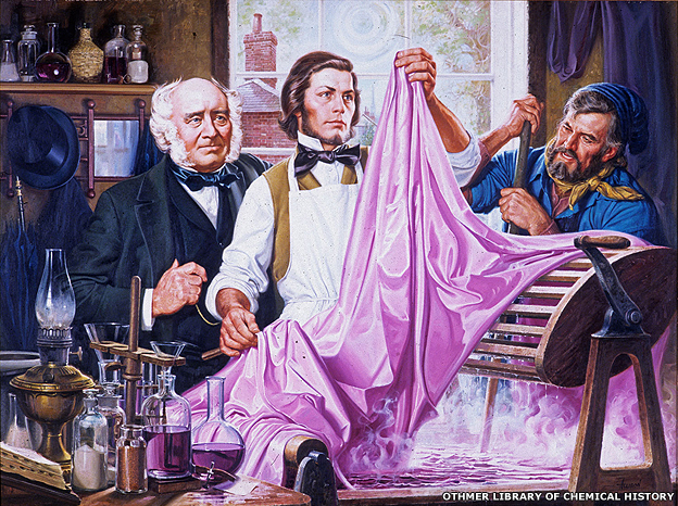 Pintura sobre el descubrimiento de William Perkin.