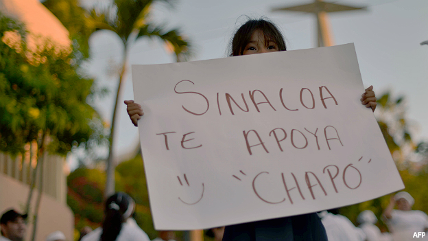 Marcha a favor del Chapo Guzmán tras su detención en febrero de 2014
