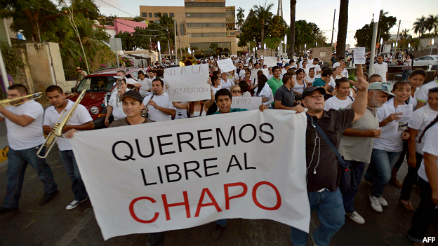 Marcha a favor del Chapo Guzmán tras su detención en febrero de 2014