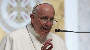 El para Francisco durante su discurso ante los obispos.
