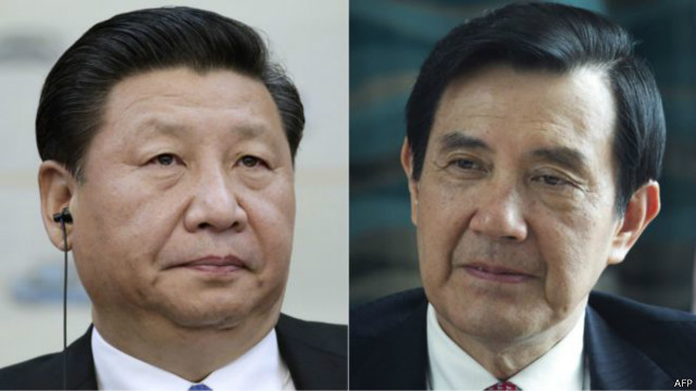 Presiden Cina Xi Jinping dan Presiden Taiwan Ma Ying-Jeou.