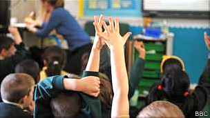 Alumnos en una escuela en Finlandia